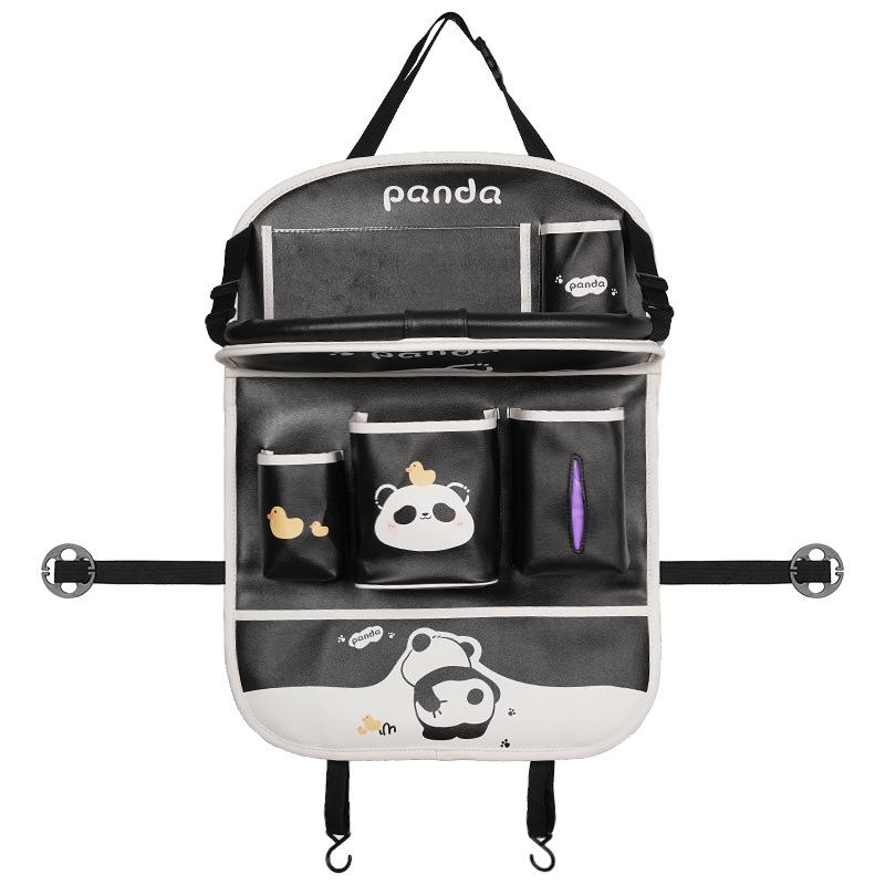 Panda Car Organizer: Multifunctional Hanging Storage, Cute Cartoon Interior Protective Pad