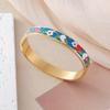 European and American Bestseller: 18K Gold Plated Titanium Steel Enamel Bracelet - Women’s Colorful Drip Oil Light Luxury Jewelry.