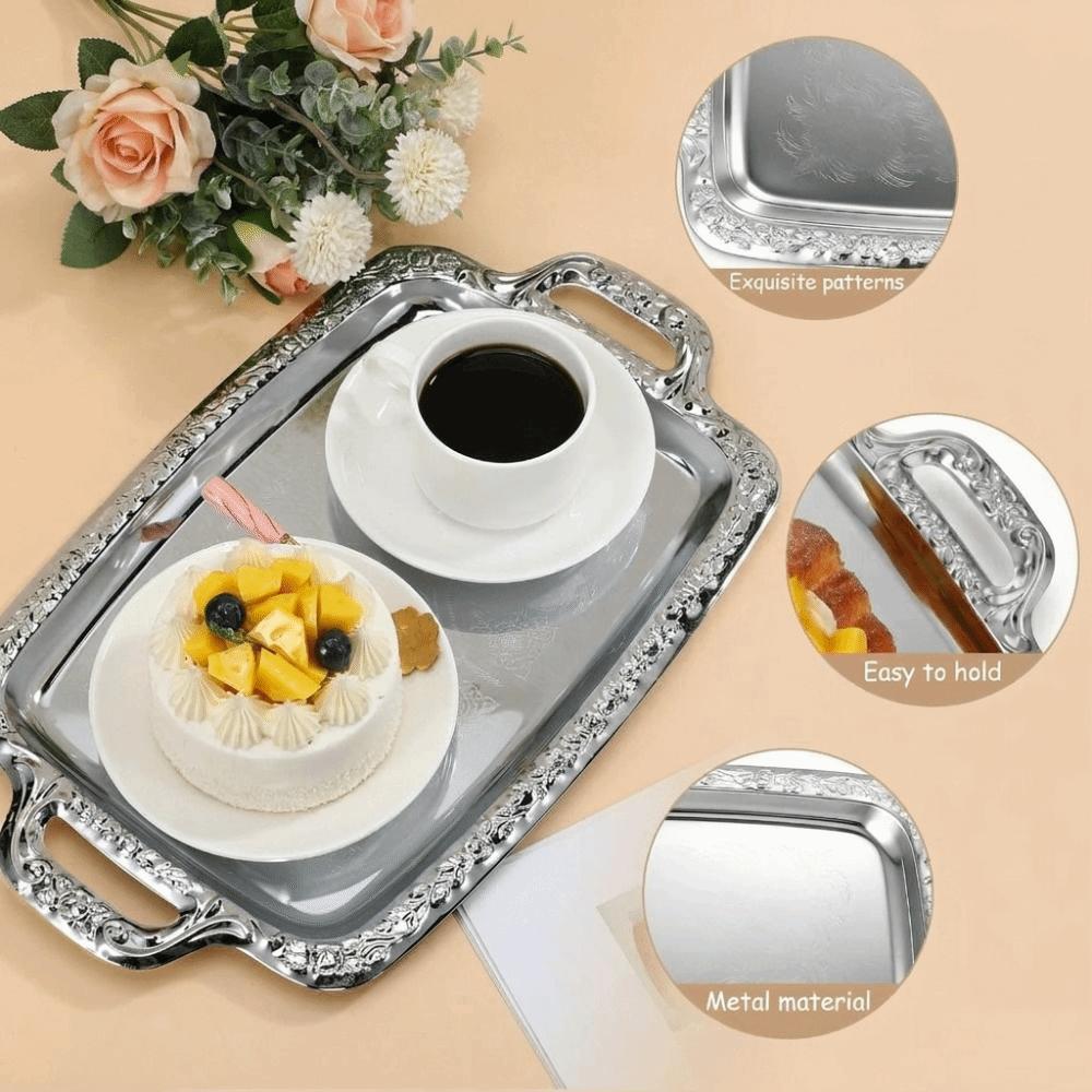 Stainless Steel Bread Tray Metal Food Platter Durable Display Tray Home Decoration