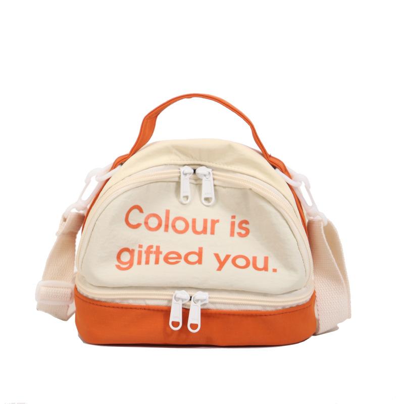 Fashion new contrasting color dopamine change bag portable messenger bag English letter pattern trendy women's bag