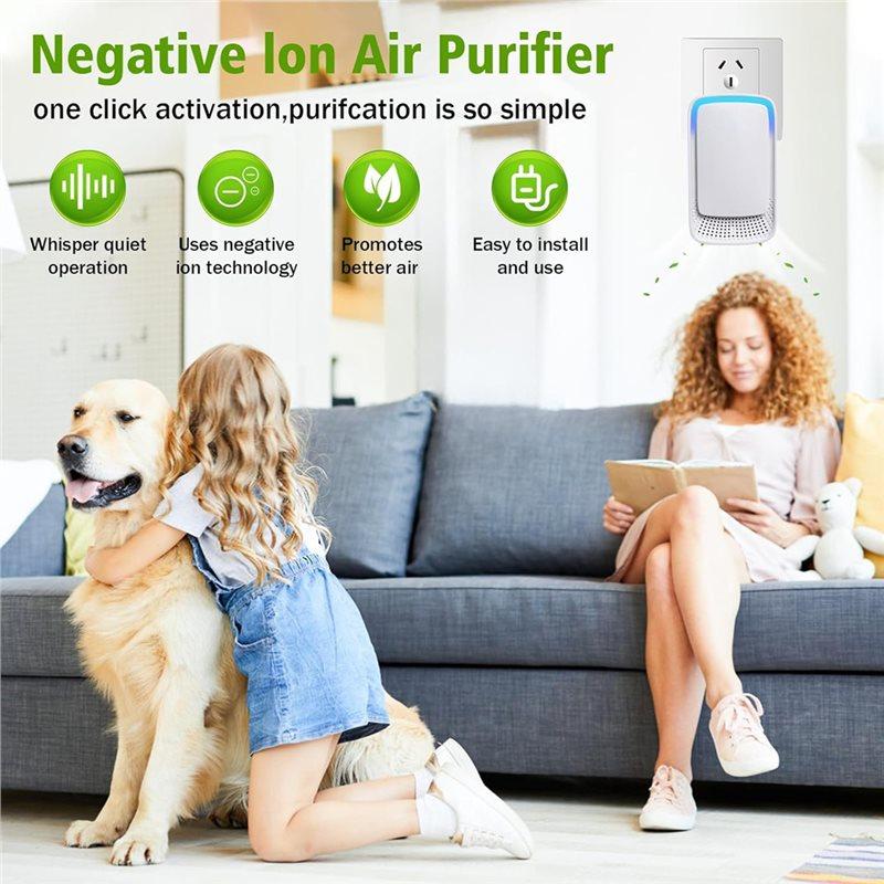 Premium-Plug In Air Ionizers For Home 1 Pack Portable And Quiet Work Negative Air Purifier EU Plug
