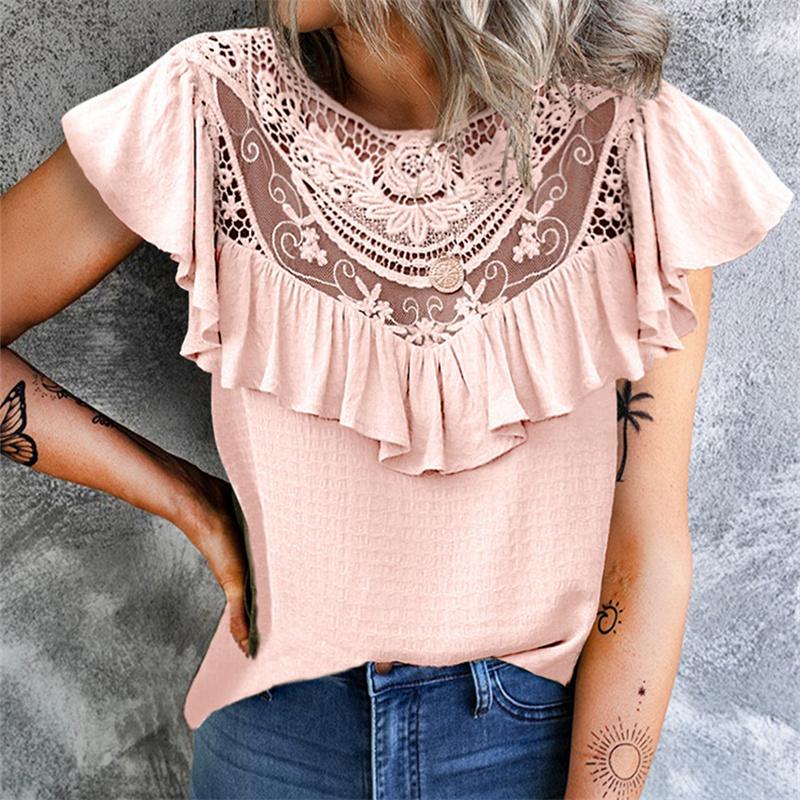 Elegant Women's Summer Blouses Fashion New Casual Woman Tops Women Shirt Blouse Chemise Femme Lace Blusas Top Female Mujer