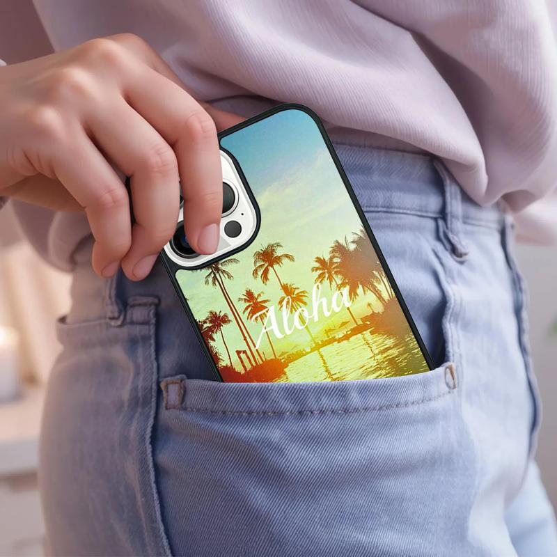 Aloha Hawaii Hawaiian Beach Palms Phone Case For iPhone 17 Air 15 16e 14 13 Pro Max Coque 12 11 Pro Max PLUS Cover