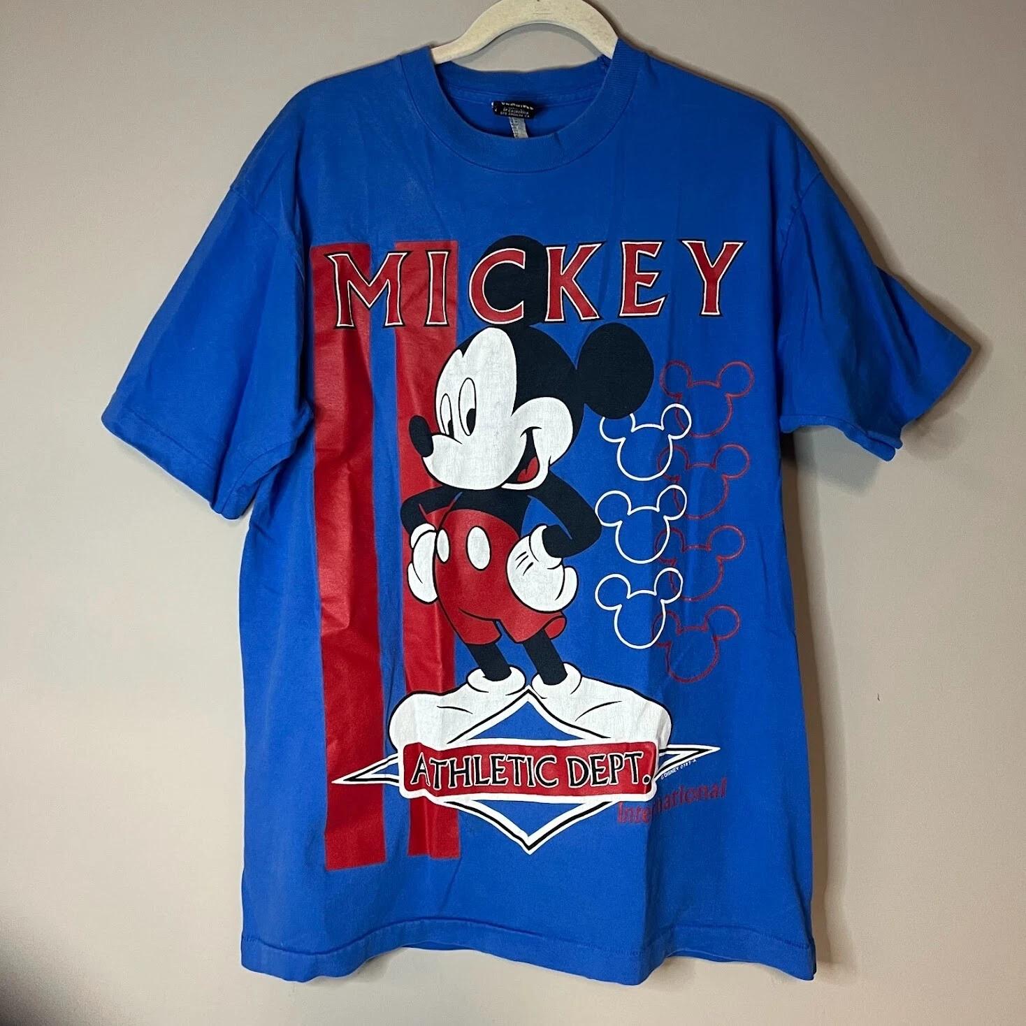 

VTG 90s Mickey Mouse Disney Red White Blue Oversize Graphic T-Shirt USA Adult OS M