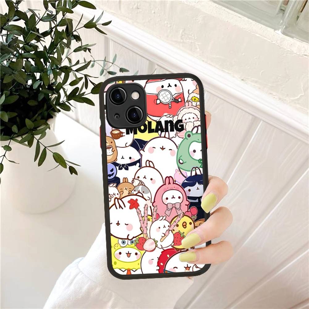 

Kawaii M-Molangs Phone Case for iPhone 16 15 14 11 12 13 Pro Max X XS Translucent Matte Cover iphone 13 pro