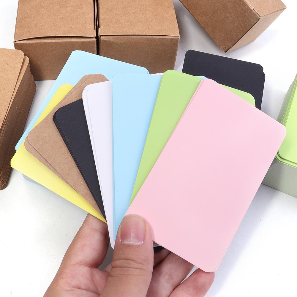 100pcs 5.4x8.8cm Kraft Paper Card Blank Word Card Business Note Message Card Bookmark Learning Postcard Greeting Invitation Card