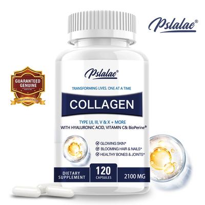 Premium Collagen Pills for Women -2100 Mg Grass Fed Collagen Supplements (Type I, II, III, V, X) + Hyaluronic Acid, Vitamin C, Bioperine