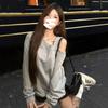 Oblique neck off-the-shoulder sweater women's autumn and winter fleece thickened new loose long-sleeved tops and clothes