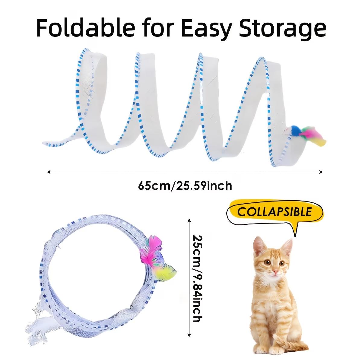 Cat Tunnel Spring Toy Foldable Play Soothing Cat Toy with Feathers and Mouse Toys Cat Cat Tunnel синий