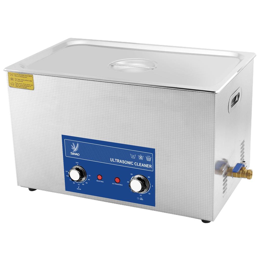 Pulitore Ultrasuoni 2-30L 40KHz con Riscaldatore Timer per Pulizia Gioielli Controllo a Manopola Occhiali Anelli Protesi Denti Strumenti Musicali