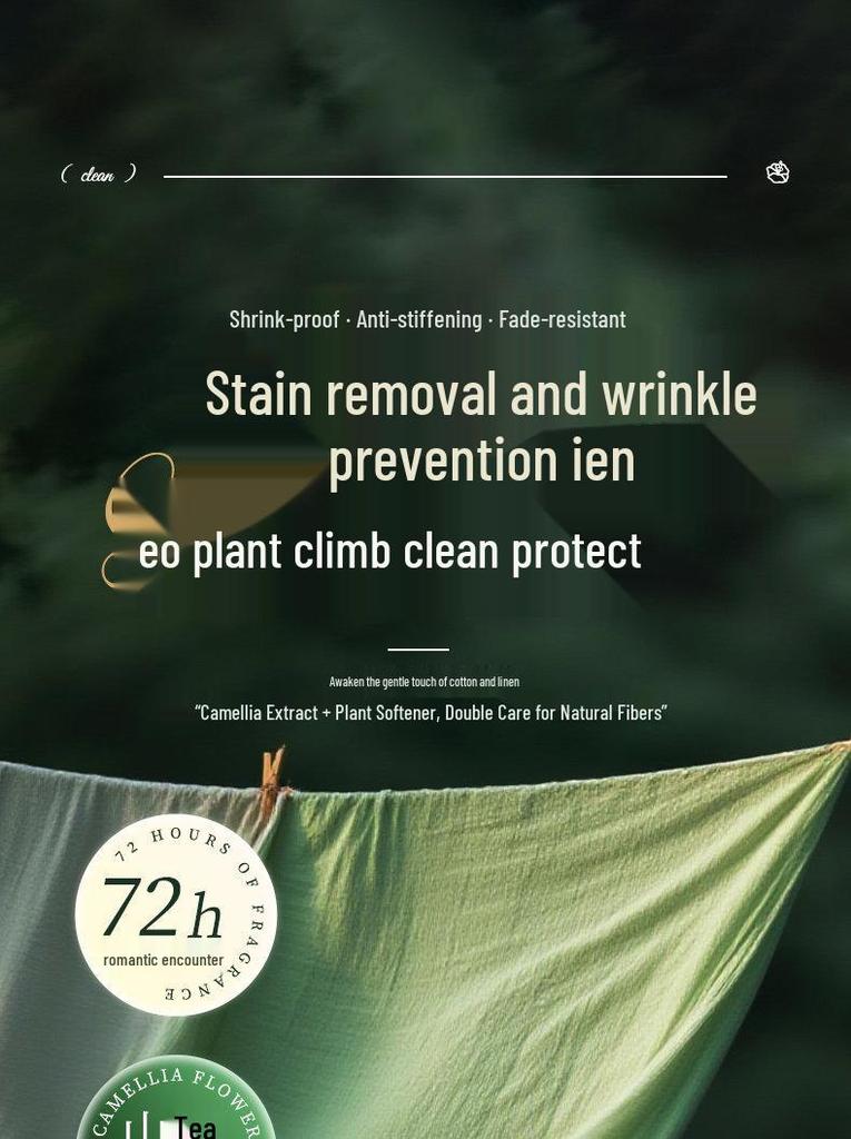 Long-Lasting Fragrance Cotton & Linen Detergent - Anti-Shrink, Wrinkle-Resistant, Neutral Formula for Ramie & Linen Fabrics