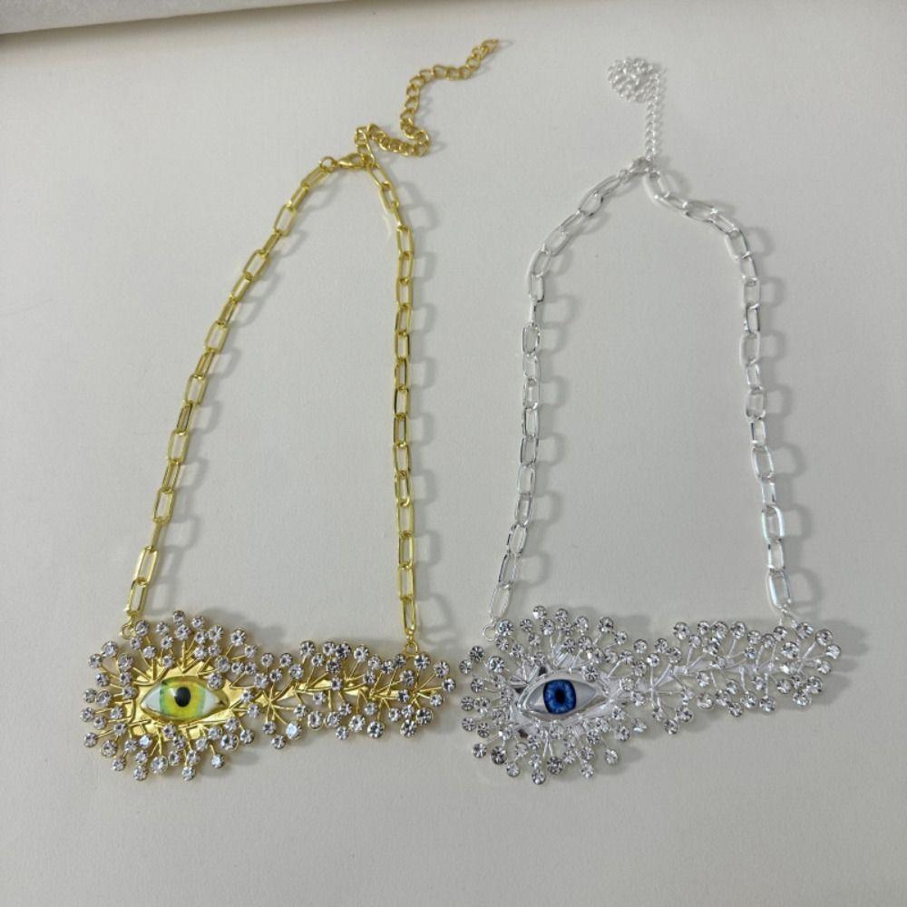 Gorgeous Statement Necklace Rhinestone Eye Pendant Brooch Show Eye Pendant Necklace  Fashion Show