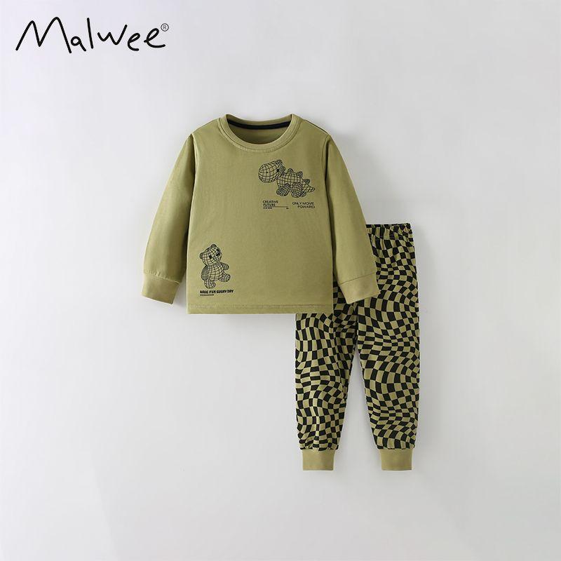 Boys' Cotton Pajamas Spring and Autumn New Children's Long sleeve Homewear Set Boys' Heattech Long Johns Children's Clothing Two-piece Set