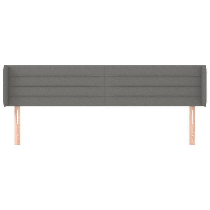 Tête de lit - Avec oreilles - Gris foncé - 183×16×78/88 cm - Hauteur réglable