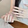 2026 Butterfly Rhinestone Nude Long Wearable Nails - Handmade, Translucent, Sparkling, Perfect for Weddings and Birthdays