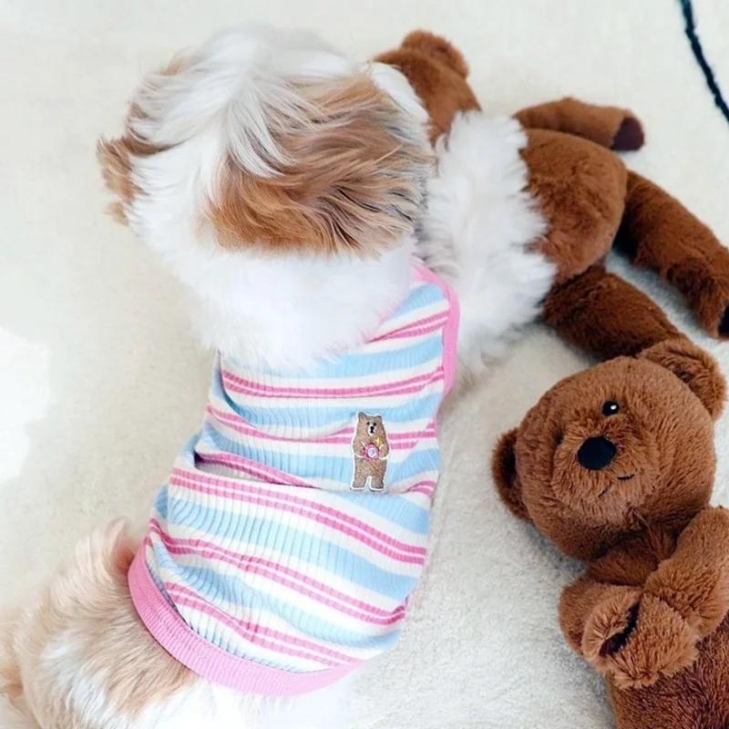 Striped Pet Vest Thin Teddy Bears Pomeranian Yorkshire Small Dog Cats Dogs Clothes Summer Puppy Clothes Dog Cooling Vest