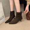 2025 New Punk Style Pointed Toe Women Ankle Boots Fashion Thin Heels Zipper Shoes Autumn Winter Chelsea Short Booties