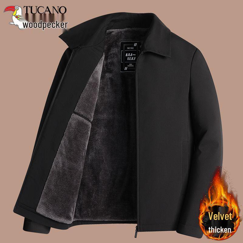 

Woodpecker Dad Winter Men s Fleece-Lined Cotton Jacket: Thick, Warm Lapel Coat for Autumn and Winter. 180/96A (100-120 jin)
