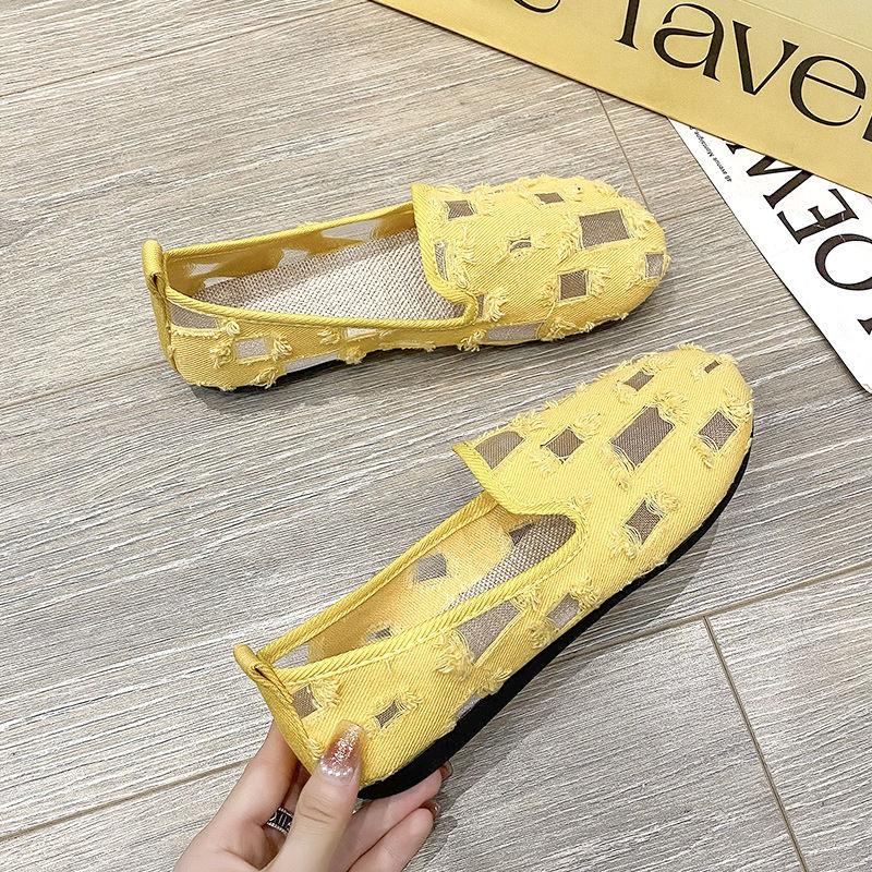 

Взуття для жінок Сліпони Сітчасті Дихаючі Плоскі Лофери Чорне Жіноче Взуття Для Ходьби Дешеве Новинка 2024 Зручне та Елегантне 40