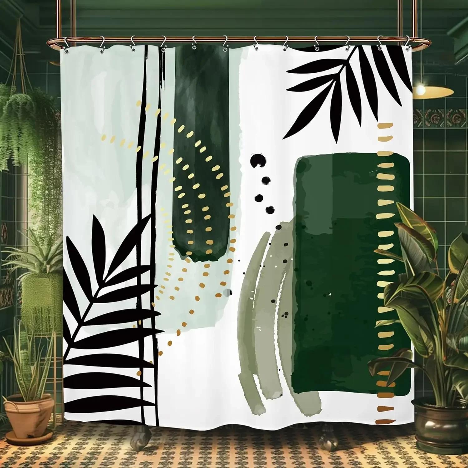 Abstract Minimalist Modern Bathroom Shower Curtain Neutral Beautiful Striped Waterproof Decorative Shower Curtain W60H190(CM)-1 Pcs