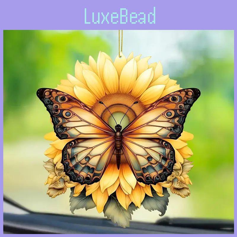 Charming Cartoon Acrylic Sunflower Butterfly Car Decor Jewelry For Vehicle Accessories