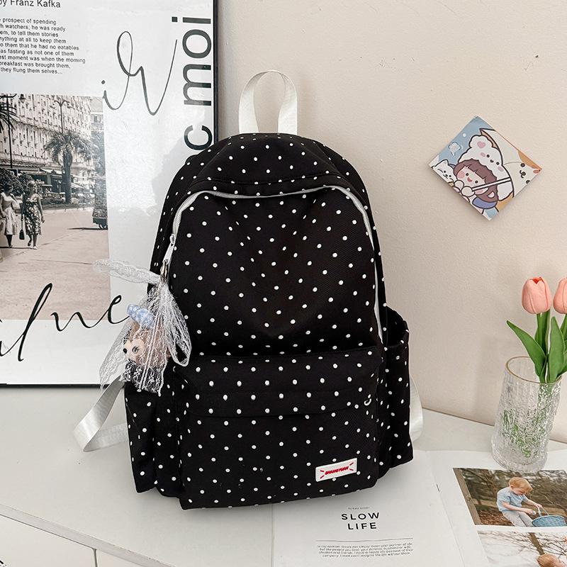 Japanese Small Fresh Schoolbag Female College Student Fashion Polka Dot Computer Backpack Light Large Capacity Junior High School Student Backpack