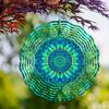 10 Inch Blue Green Metal Wind Spinner 360 Degree Rotating Outdoor Garden Decor Hanging Ornament for Yard Patio Balcony All Season