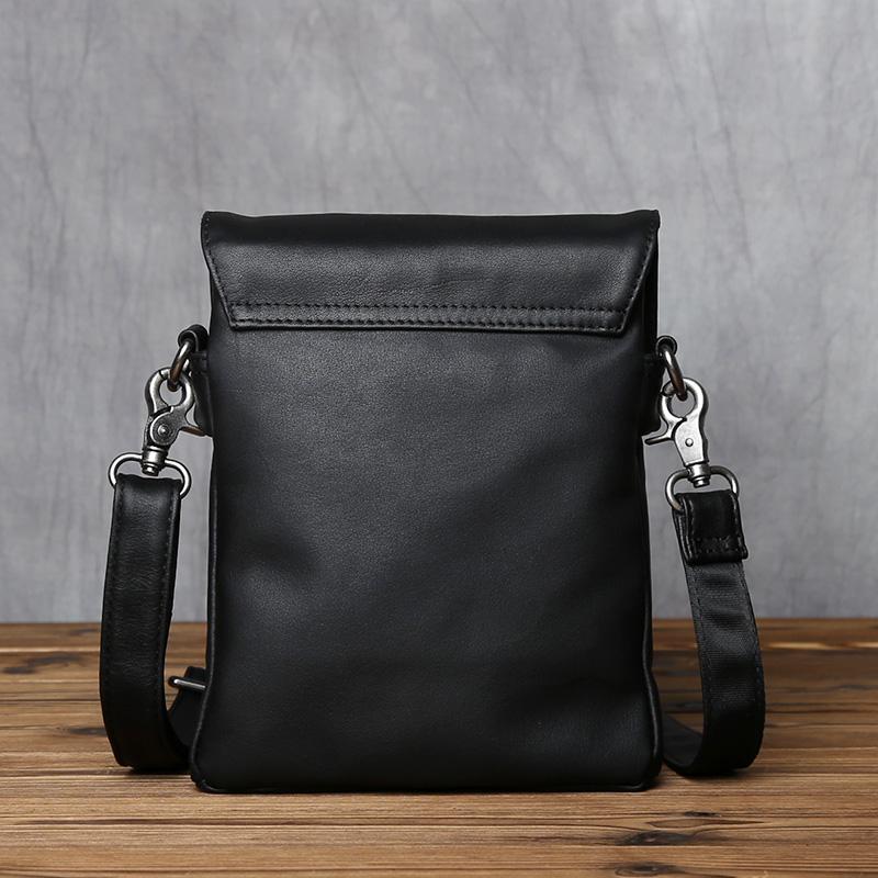 NZP Genuine Leather Men's Shoulder Bag Top Layer Cowhide Casual Men's Bag Black Trendy Messenger Bag Suitable For 8 Inch Ipad
