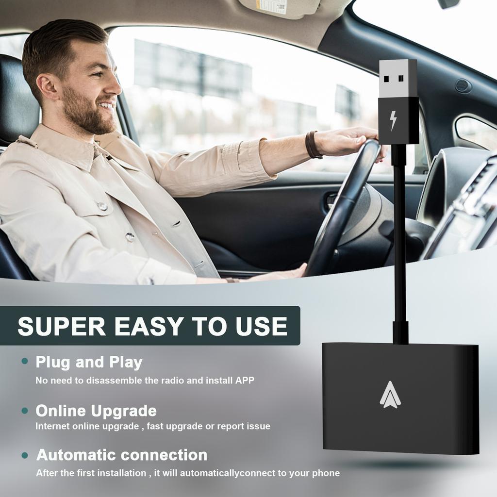 THT-020-2+ Android Auto Wireless CarPlay Adapter Android Auto Wired To Wireless Converter Support USB and Type-C Port