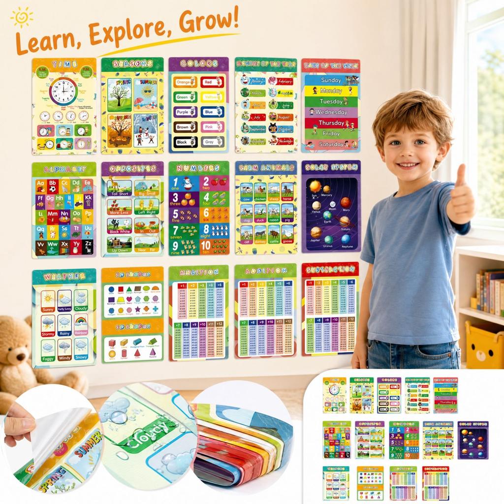 Children's English Learning Wall Chart for Kindergarten Preschool Early Education