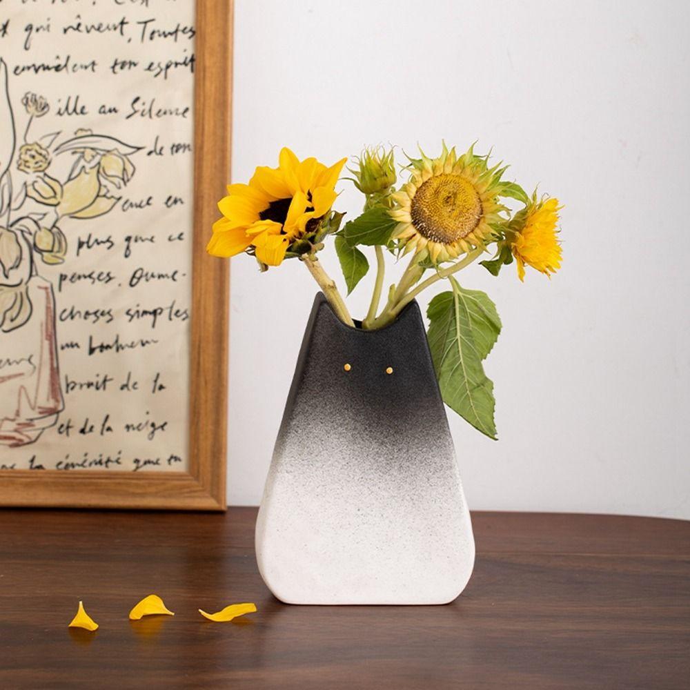High-end Cat Ceramic Vase Cute Hydroponic Vase Nordic Desktop Cat Vase  Living Room