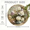 Metal Wall Art Round Floral Bouquet Rustic Home Decor Golden Aluminum Sign 7.87 Inch For Office Kitchen Garden