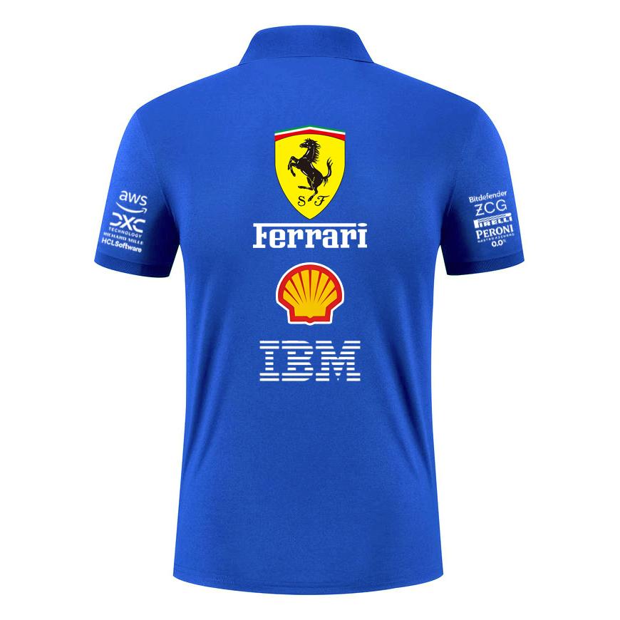 Ferrari Summer Pure Cotton F1 Racing Team Uniform T-shirt Short Sleeved Ferrari Polo Shirt Versatile Top