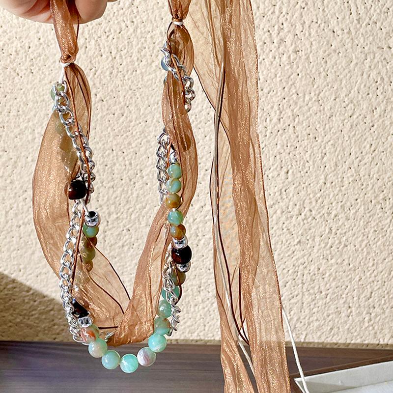 1 Pc Waist Chain Bohemia Hat Rope Retro Style Silk Rbbon Ethnic Style Headwear Compilation And Distribution Beaded Headband