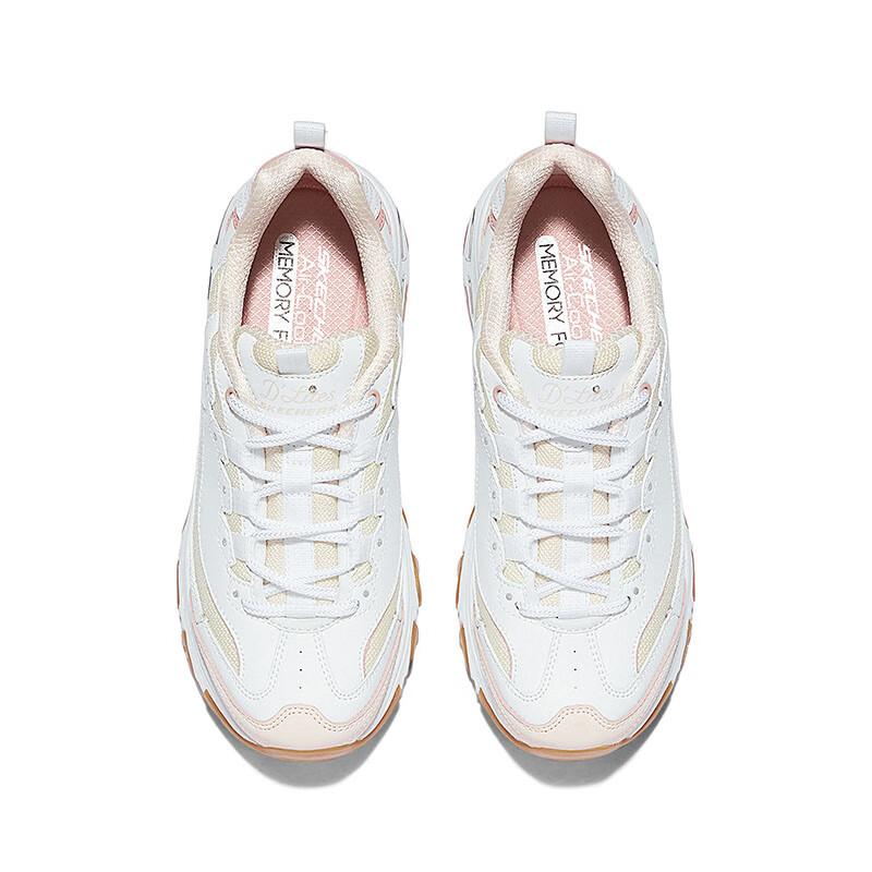 Skechers D'lites Women Pink White Low Top Dad Shoes Lightweight Breathable Retro 150241-WLPK