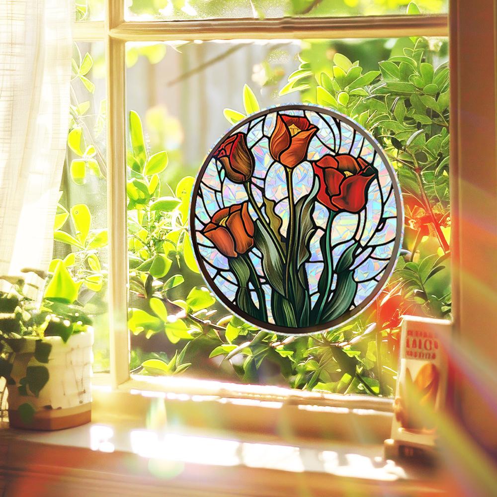 Laser Dazzling Rose Balcony Glass Doors and Windows Home Beautification Decoration Static Window Stickers
