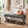 Shoe Bench, Entryway Bench with Faux Leather Cushion, Shelf, Load Capacity up to 220 kg, for Hallway, Entryway, 112 x 37 x 47 cm, Dark Grey