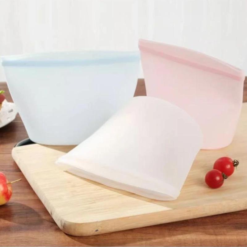 1Pcs Airtight Leakproof Food Grade Freezer Bag Reusable Silicone Storage Bags For Meat Veggie Marinating & Lunch