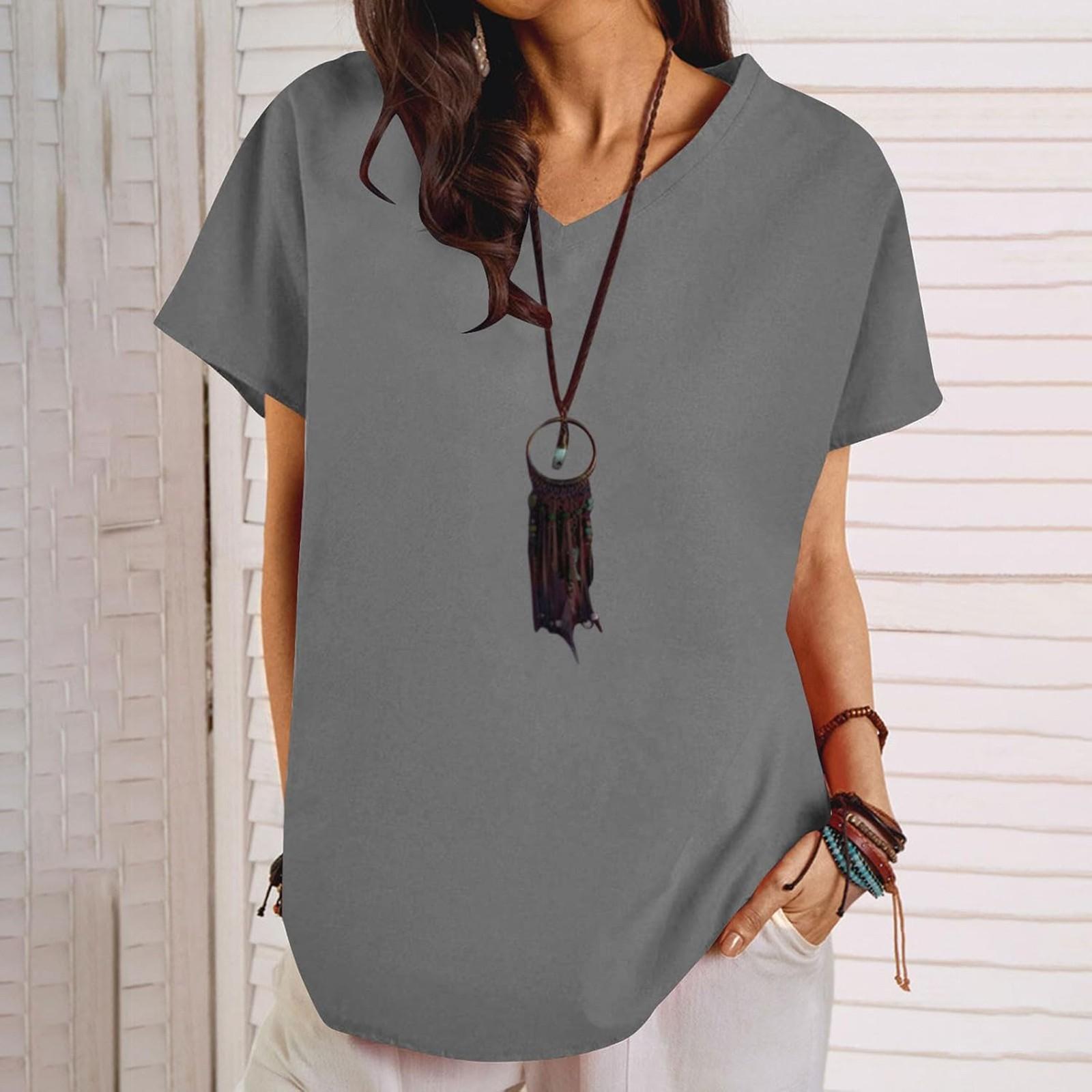 

Top For Women Solid Color Casual Basic Tee Tops XL