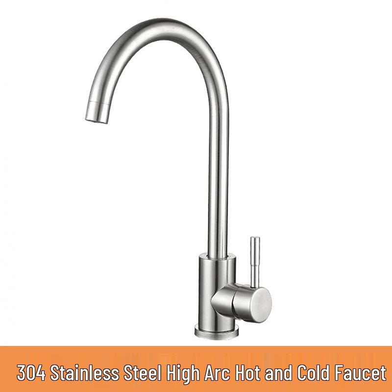 304 Stainless Steel Rotatable Kitchen Faucet with Anti-Splash and Hot/Cold Features