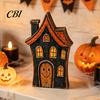 Indoor Halloween Fireplace Decor Haunted House/Cute Ghost Wooden Table Ornaments, Rustic Farmhouse Tiered Tray House Ornament Decor, Vintage Tabletop
