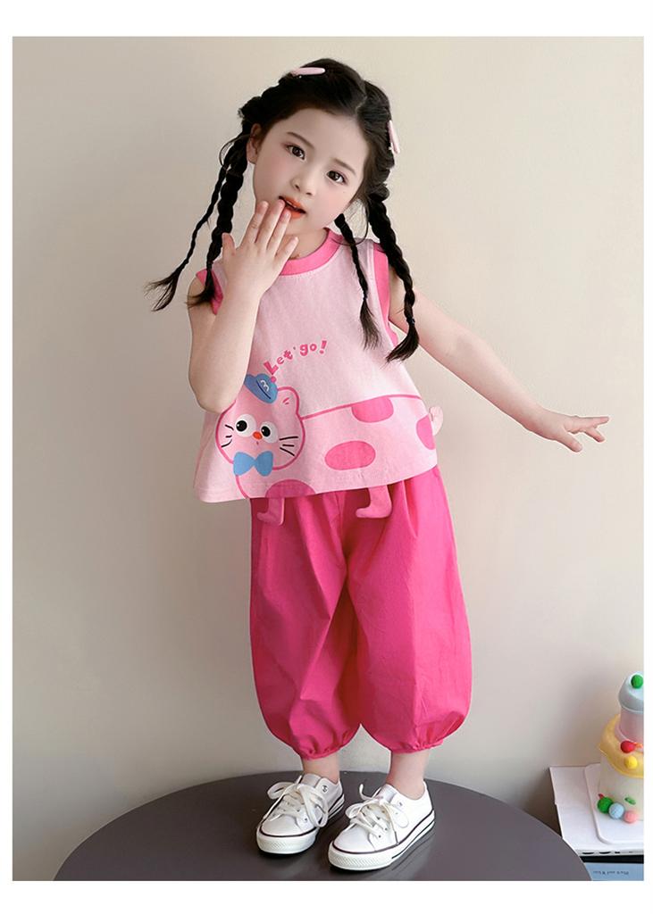 Girls' Summer Set 2026 New Children's Summer Dress Sleeveless Tank Top Two Piece Set Baby Fashionable Summer Thin Clothes