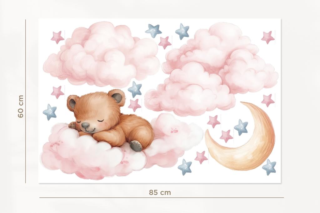 Wall Stickers Teddy Bear Clouds Moon Stars Children'S Room