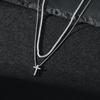 European & American Silver Double Layer Bead Cross Necklace - Minimalist Luxury Jewelry