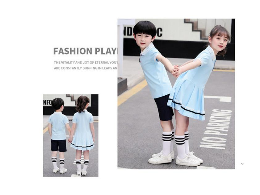 British Academy Style Summer Kindergarten Uniform: Pure Cotton Short-Sleeve Set with Shorts and Skirt