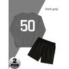 Crew Neck Polyester Sweatshirt 2 Piece Men's Set with Stretch Shorts