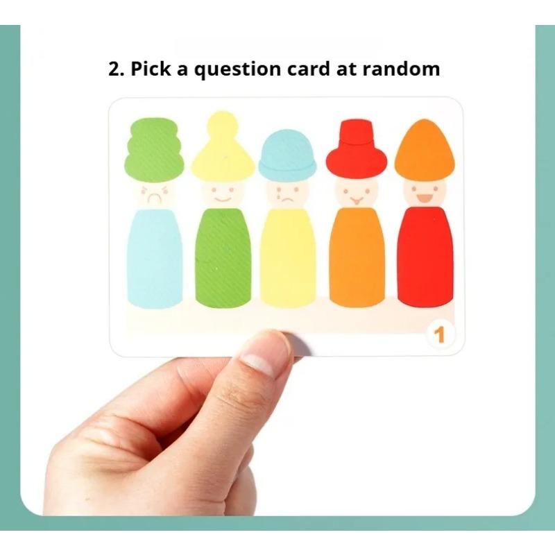 Color Sorting Toys Montessoris Wooden Early Learning Toys Fine Motor Skills Puppet Hat Face Match Creative Stacking Toys for Kid