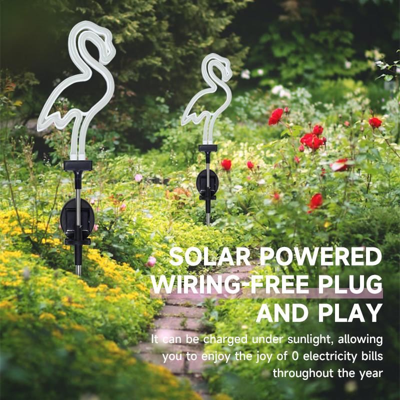Flamingo Solar Light IP65 Waterproof LED Stake Light Landscape Ground Lamp for Outdoor Pathway Xmas Garden Terrace Decoration