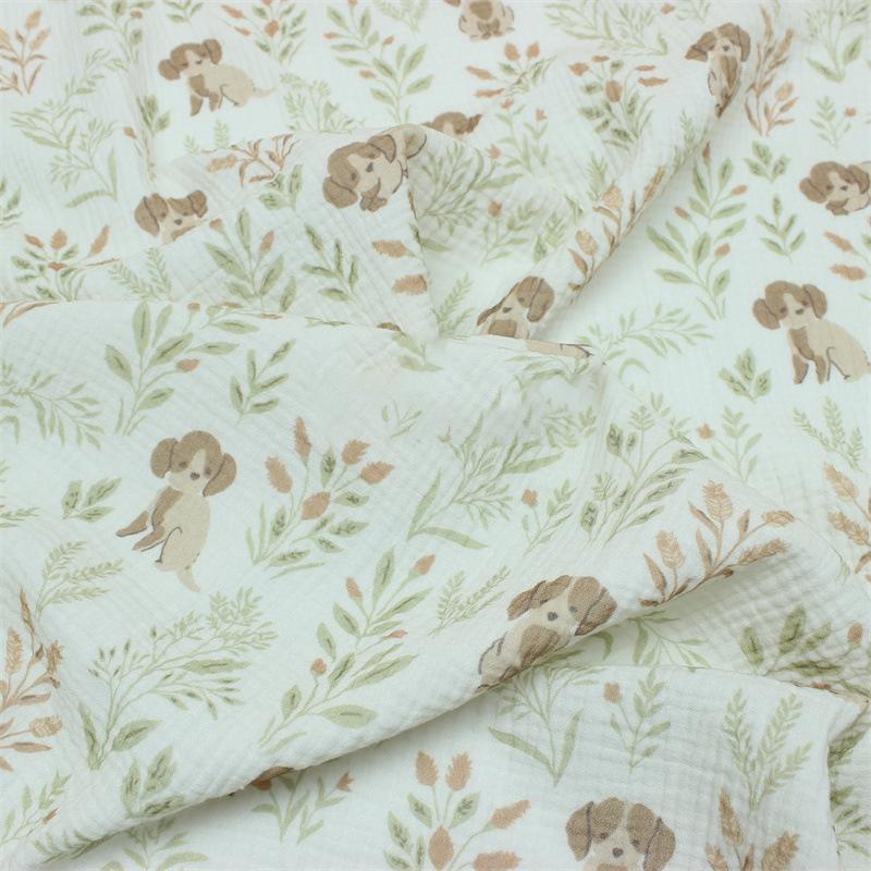 

0.5m/1m/2m Soft Breathable Pure Cotton Double-layer Crepe Fabric for Sewing Pajamas Children s Dress Bedding Handmade DIY Fabric 50x135cm