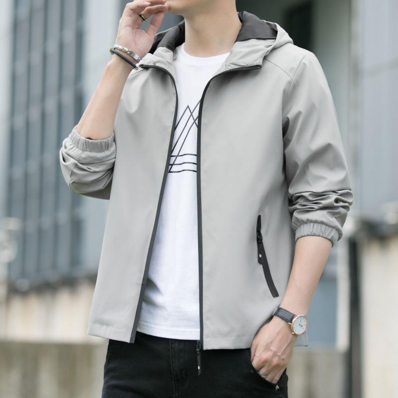 New Summer Simple Men's Jacket for Wear Regular Long-sleeved Fashion Urban Hooded Collar Jacket